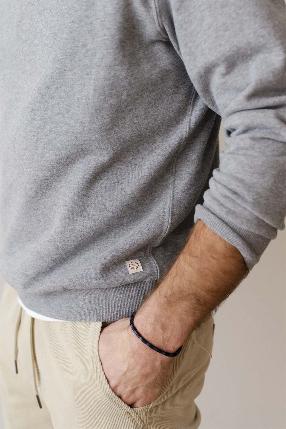 marine layer cloud 9 fleece heather grey sleeve