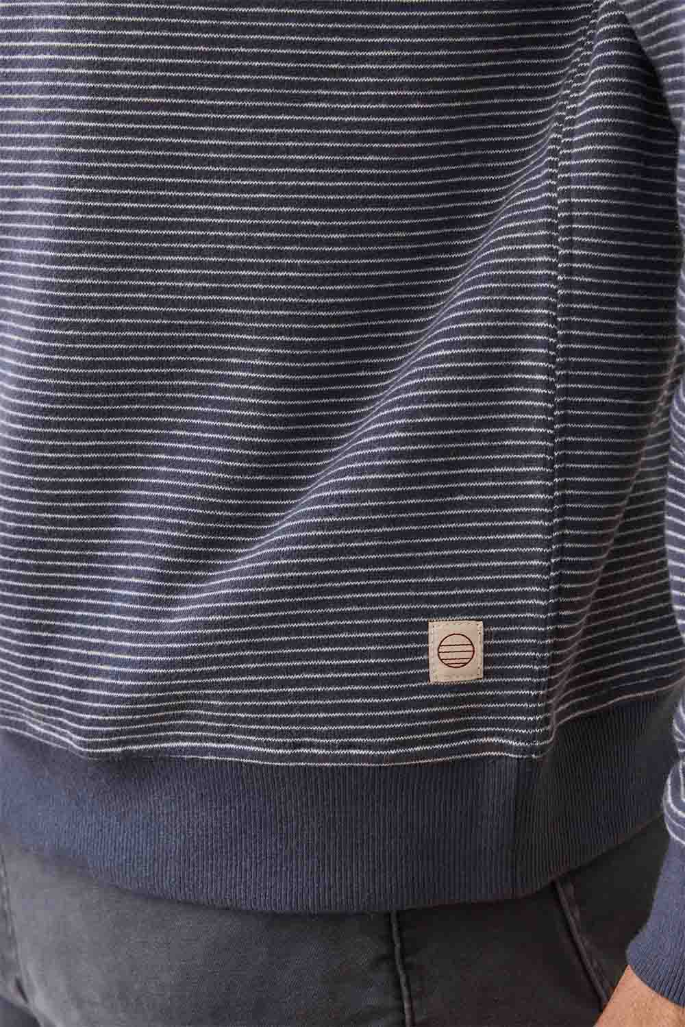 marine layer cloud 9 fleece navy mini stripe detail