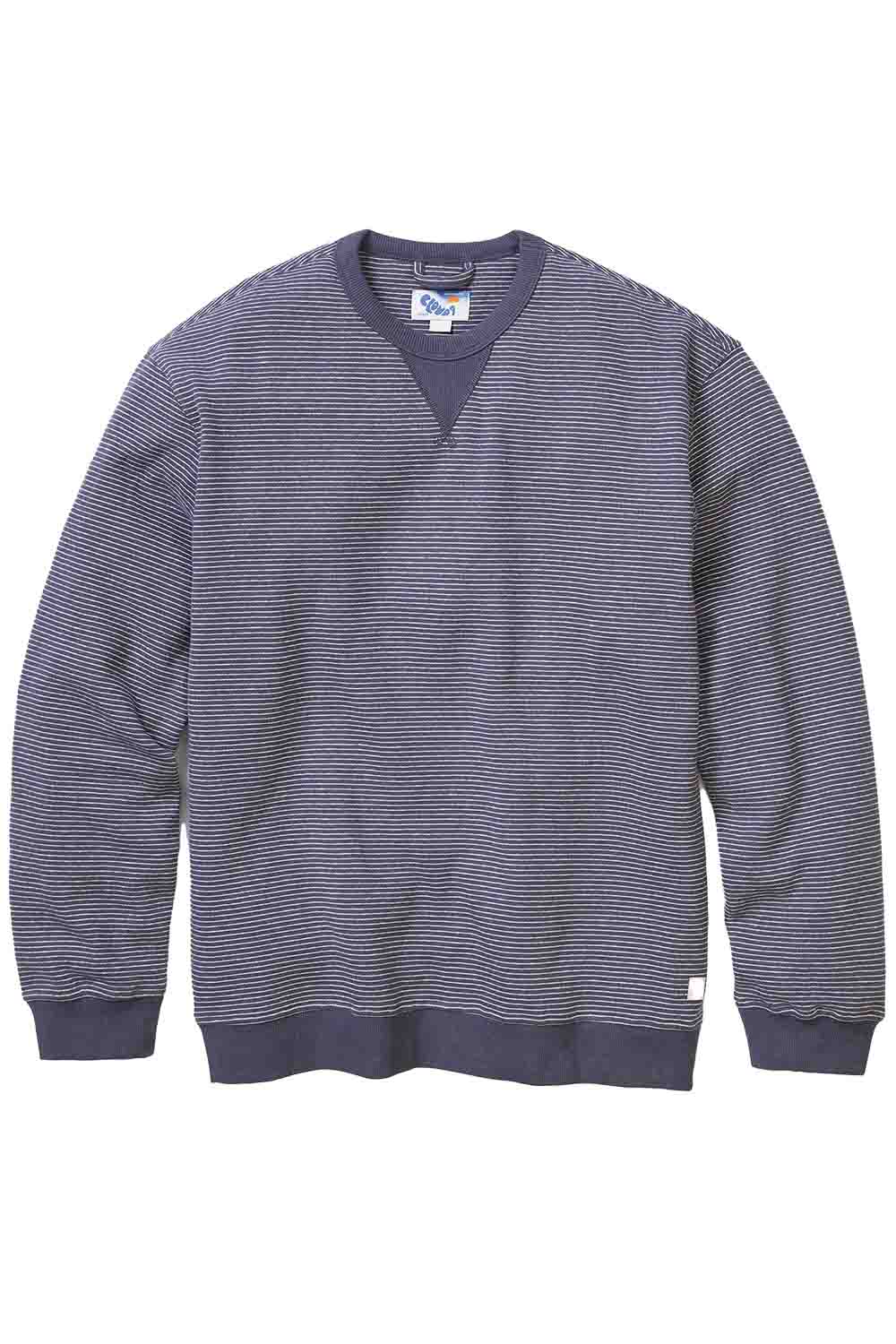 marine layer cloud 9 fleece navy mini stripe flatlay