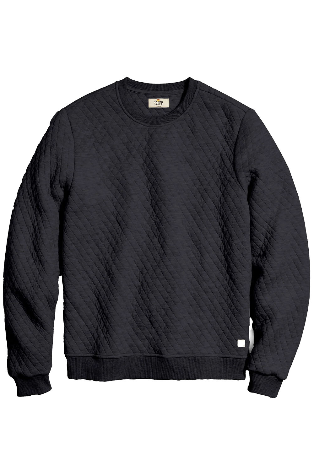 marine layer corbet quilted crewneck charcoal