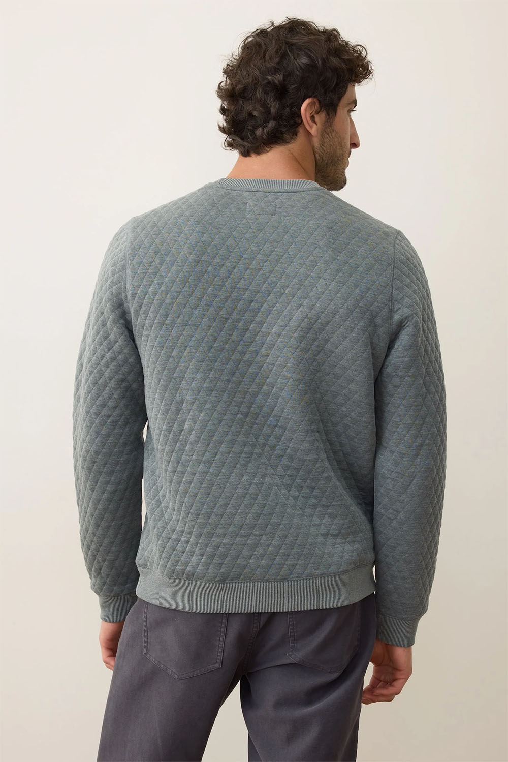 marine layer corbet quilted crewneck dusty pine back