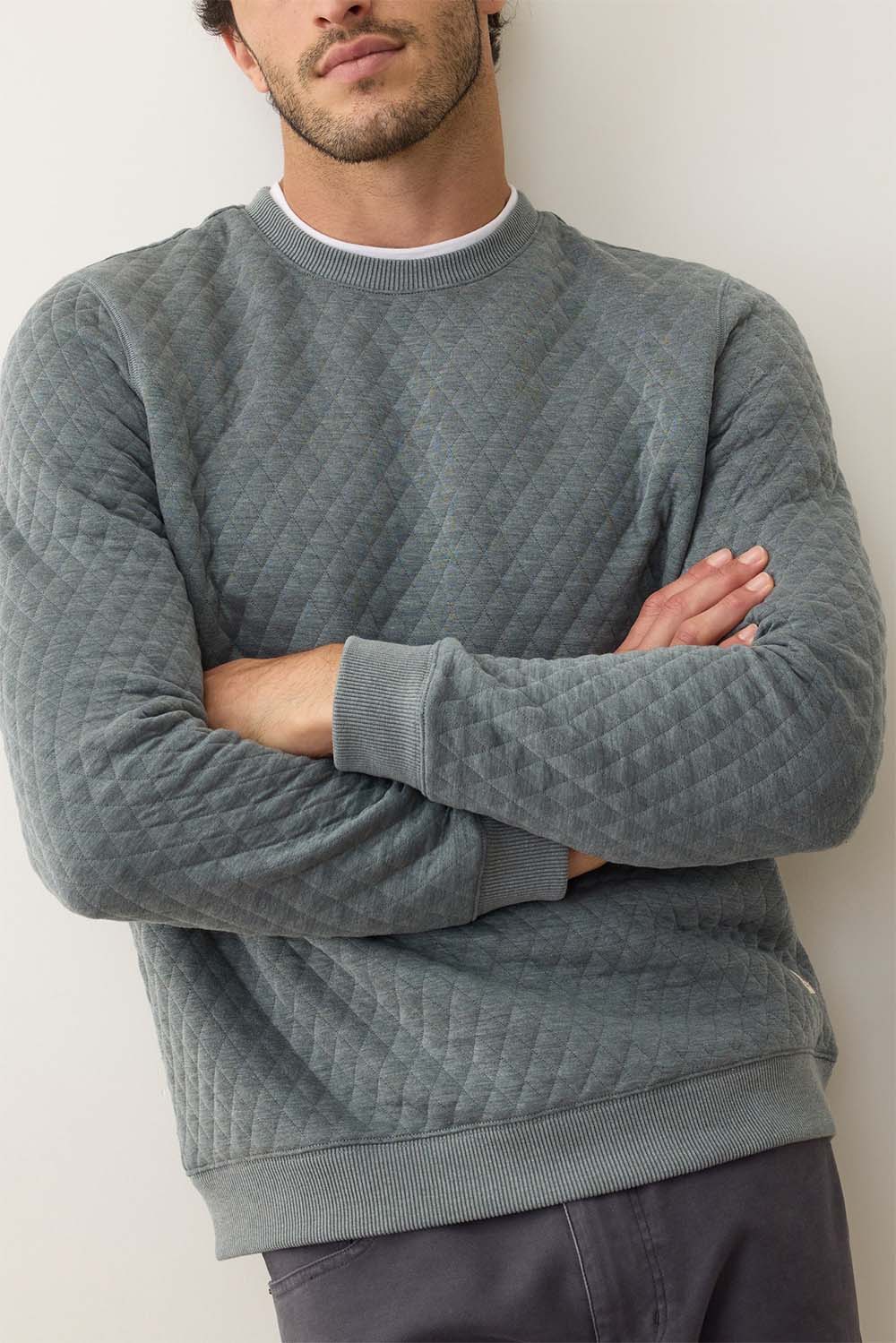marine layer corbet quilted crewneck dusty pine profile