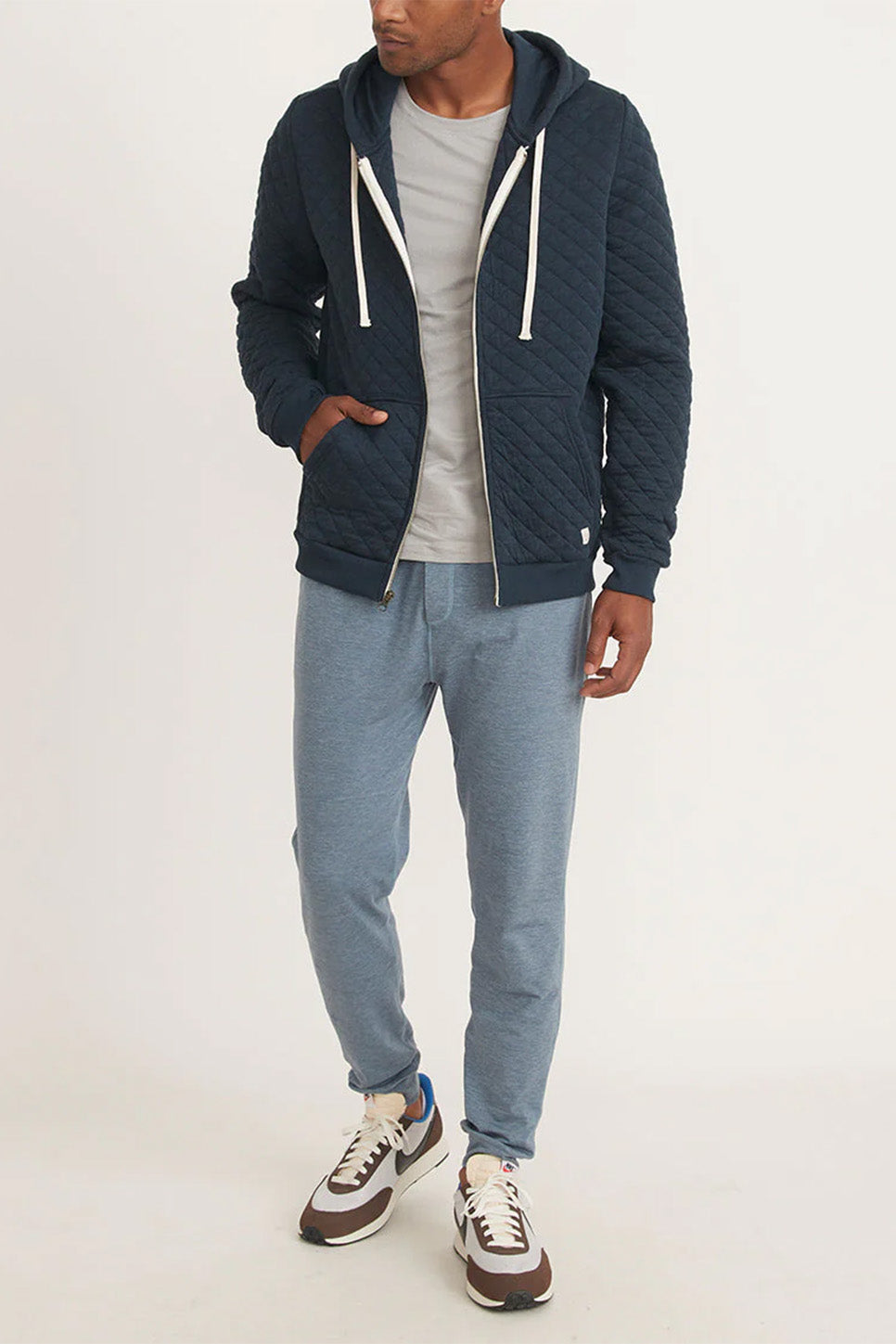 marine layer corbet quilted full zip hoodie navy
