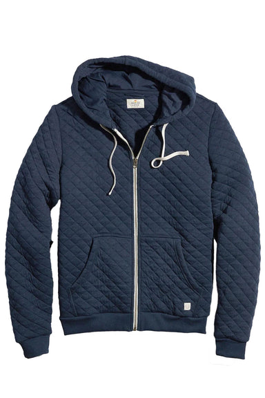 marine layer corbet quilted full zip hoodie navy flatlay