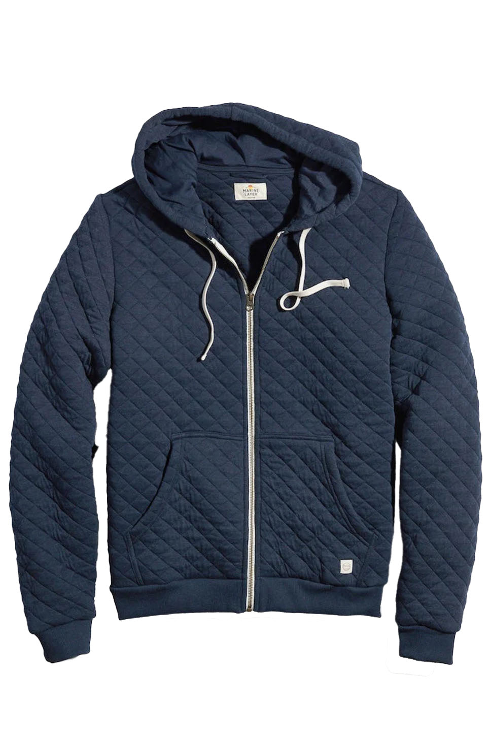 marine layer corbet quilted full zip hoodie navy flatlay