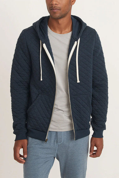 marine layer corbet quilted full zip hoodie navy front