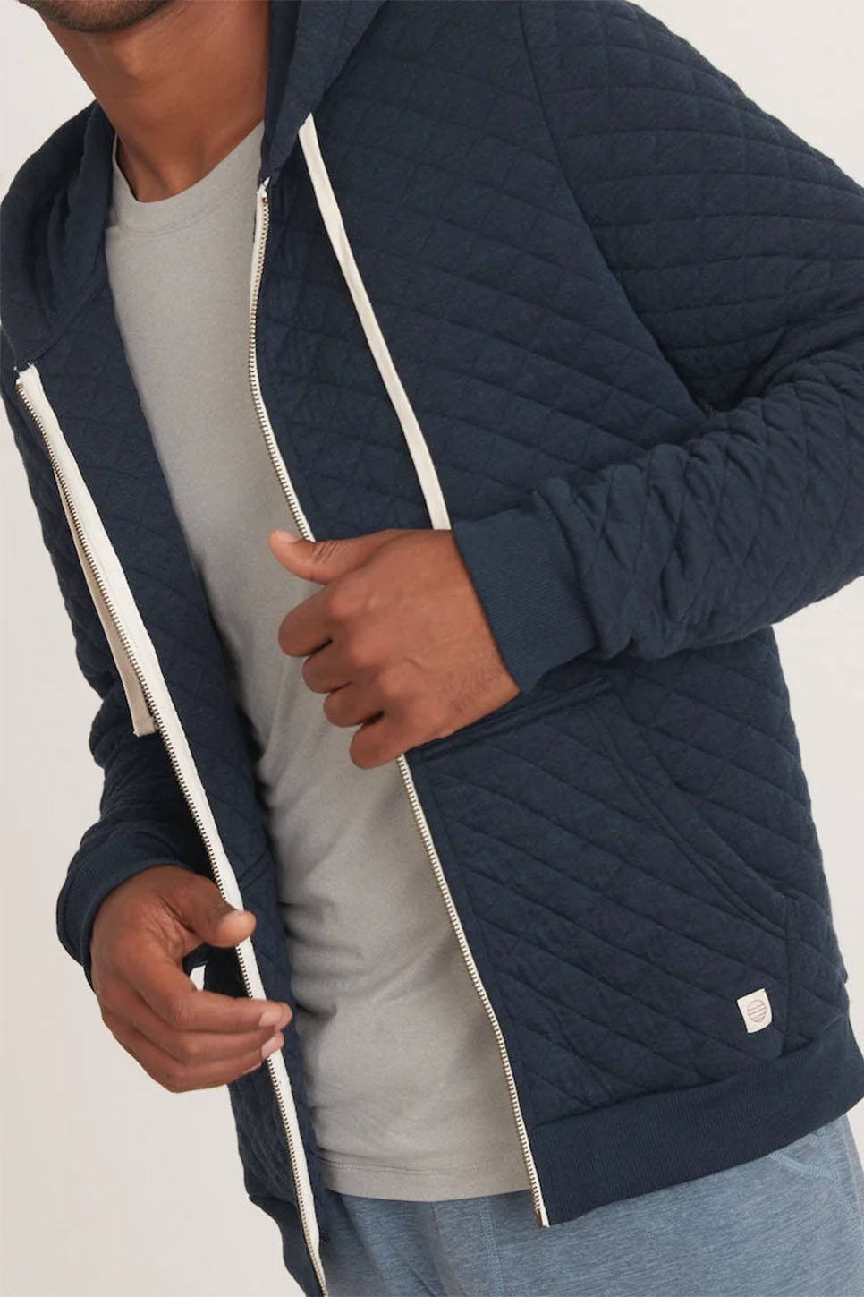 marine layer corbet quilted full zip hoodie navy profile