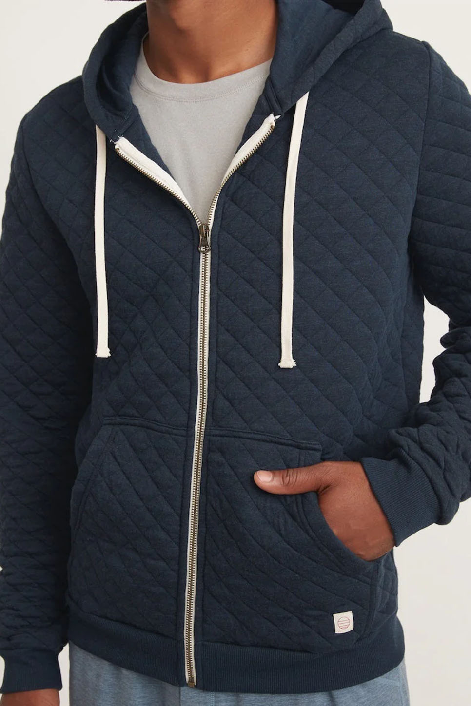 marine layer corbet quilted full zip hoodie navy zipped