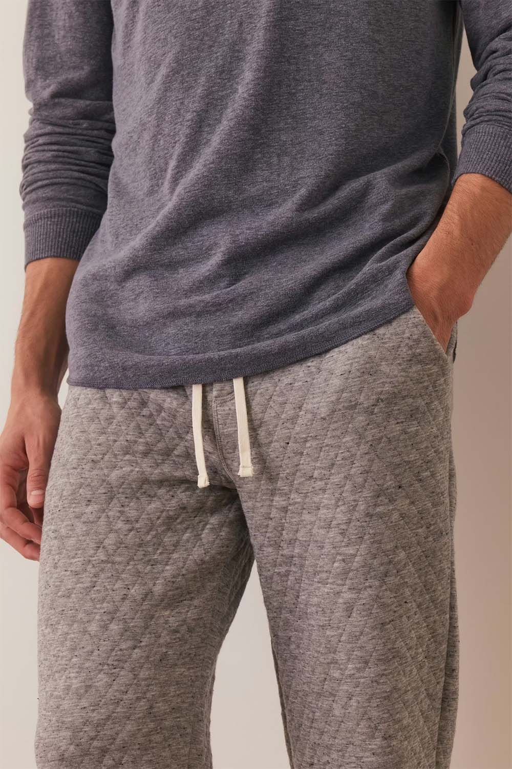 marine layer corbet quilted jogger grey heather front detail