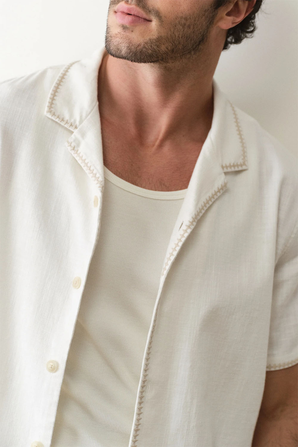 marine layer embroidered resort shirt white detail