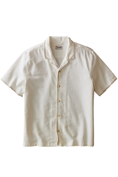 marine layer embroidered resort shirt white flatlay