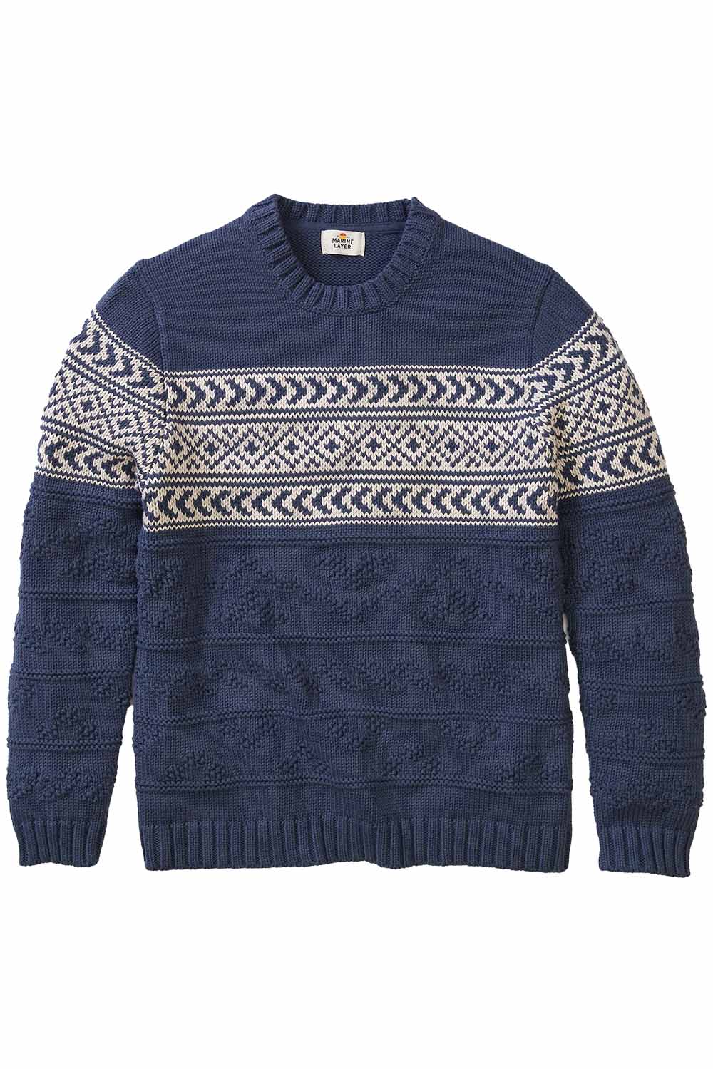 marine layer erik textured sweater navy flatlay