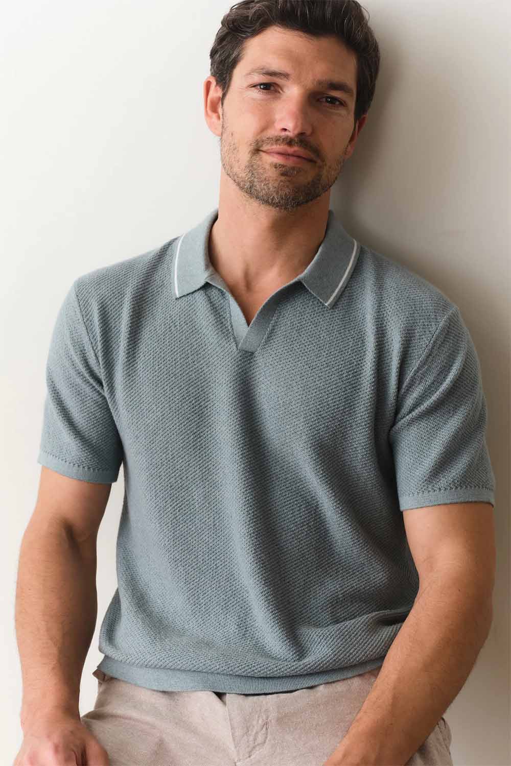 marine layer greyson sweater polo slate