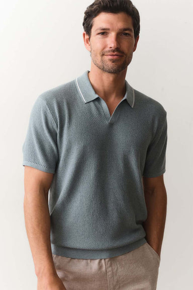 marine layer greyson sweater polo slate front