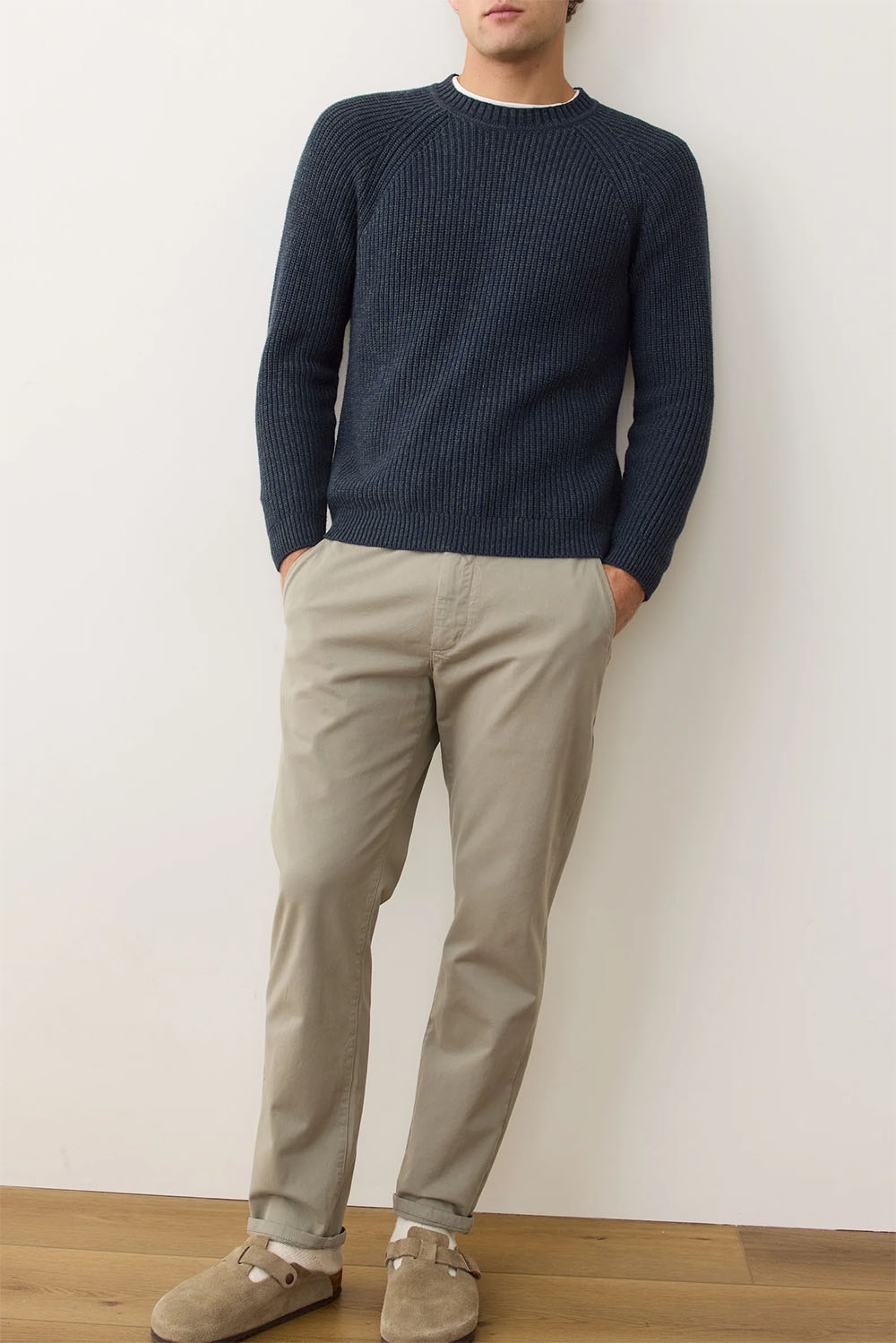 marine layer inverness crew sweater navy green 