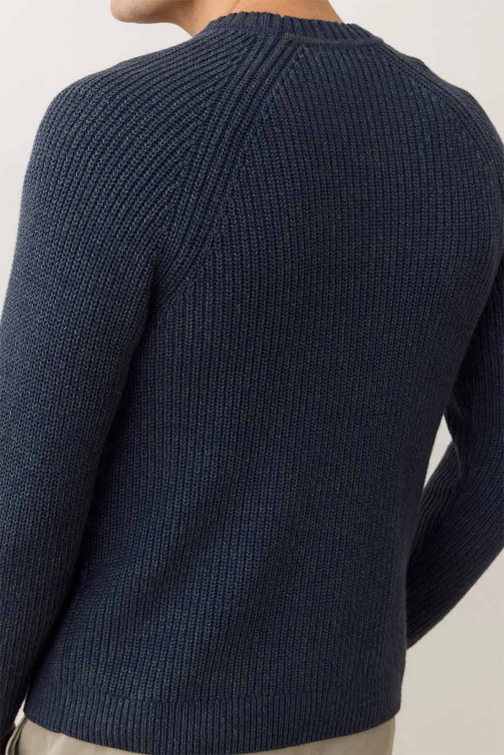 marine layer inverness crew sweater navy green back