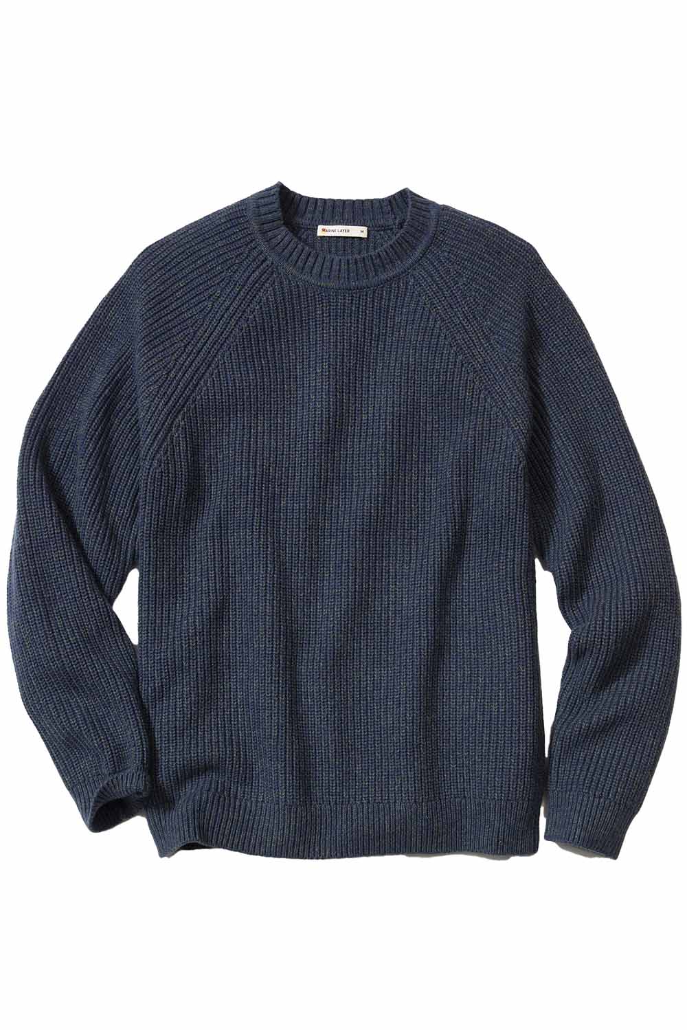 marine layer inverness crew sweater navy green flatlay