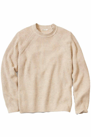 marine layer inverness crew sweater oatmeal flatlay
