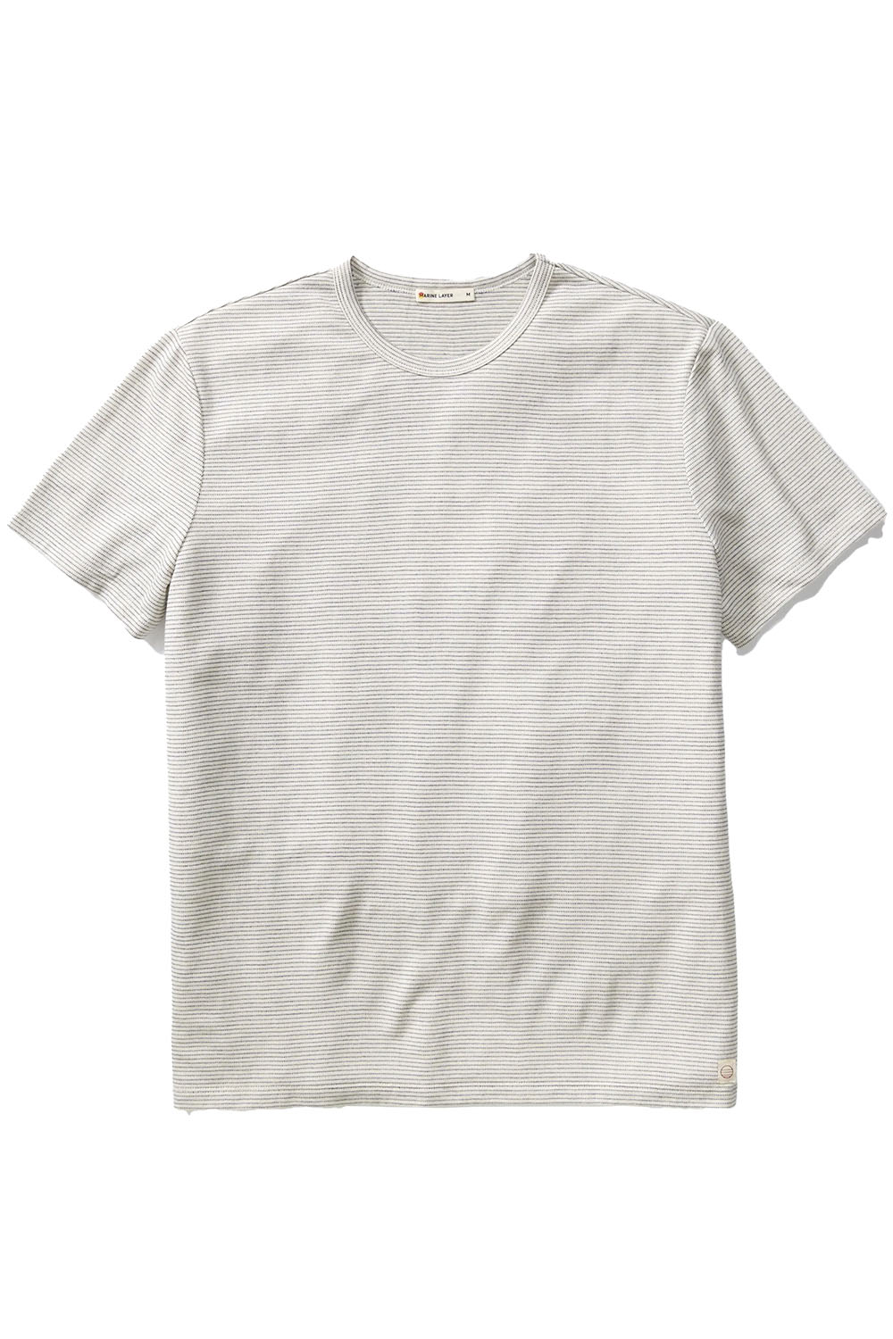 marine layer jacquard crew tee whitecap navy flatlay