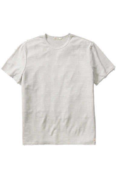 marine layer jacquard crew tee whitecap navy flatlay