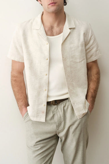 marine layer jacquard resort shirt natural tan front