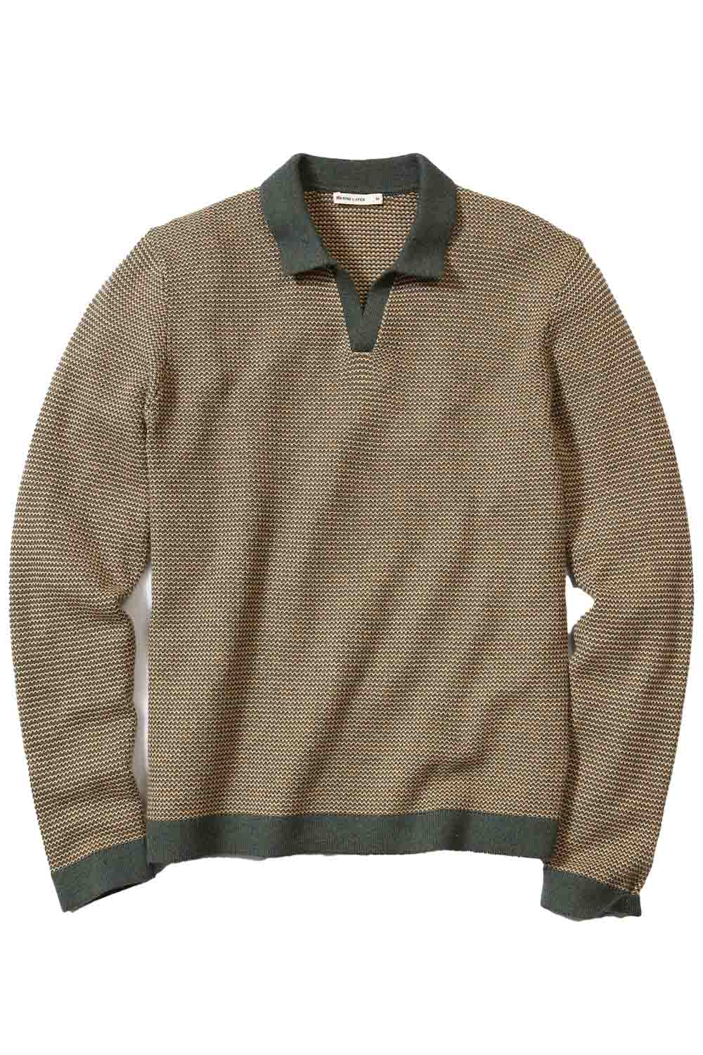 marine layer liam sweater polo barbour sable flatlay