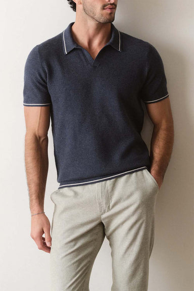 marine layer liam sweater polo dk indigo front