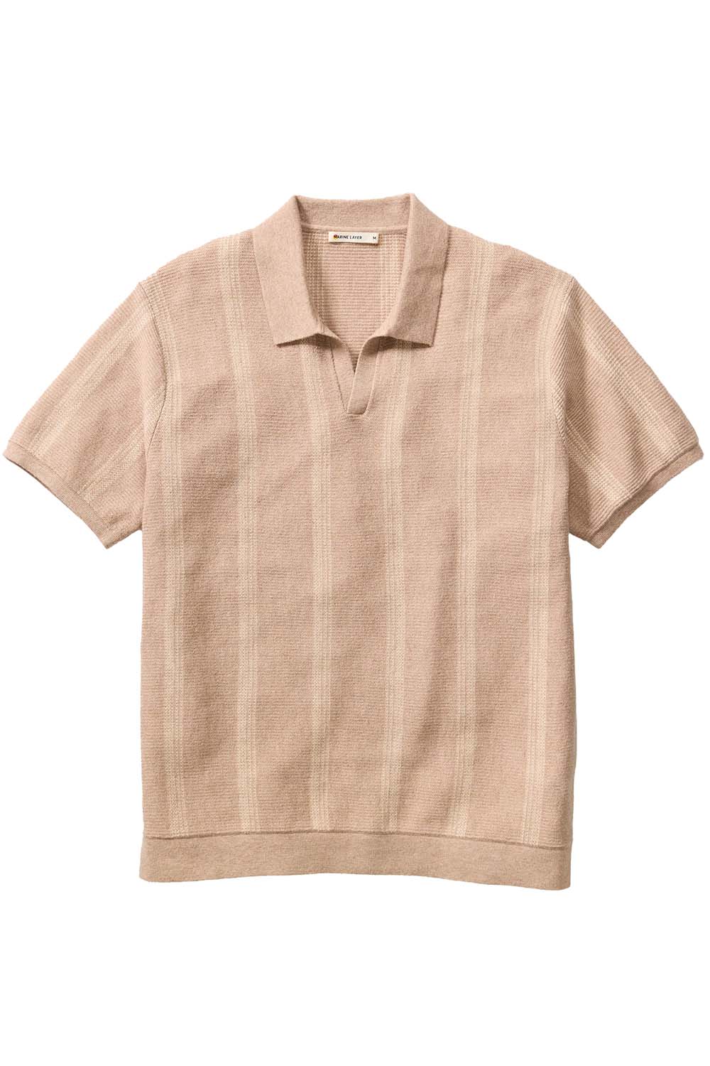 marine layer liam sweater polo driftwood stripe flatlay
