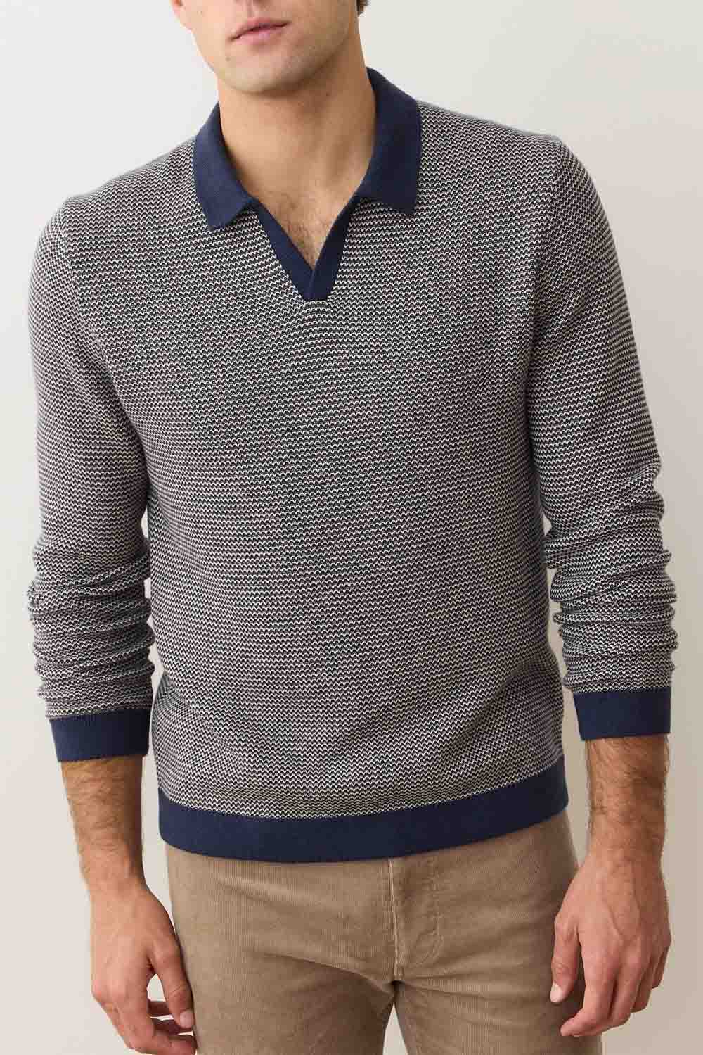 marine layer liam sweater polo navy driftwood profile