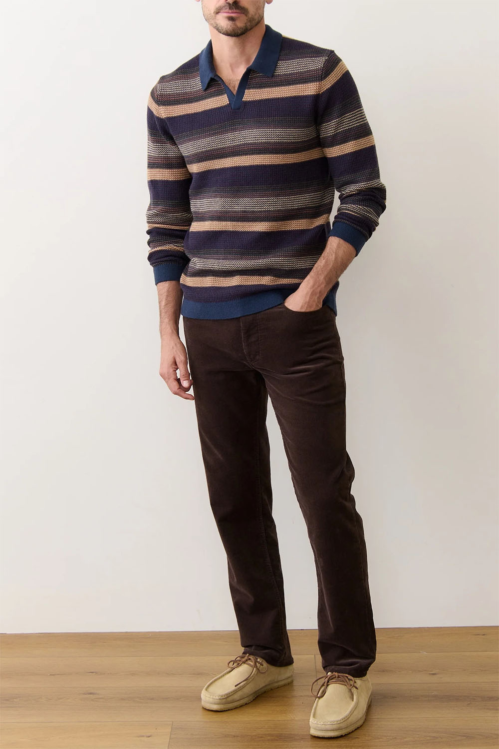 marine layer liam sweater polo warm multi stripe