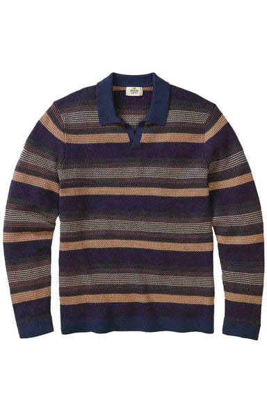 marine layer liam sweater polo warm multi stripe flatlay