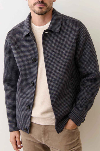 marine layer luca wool jacket navy taupe houndstooth front