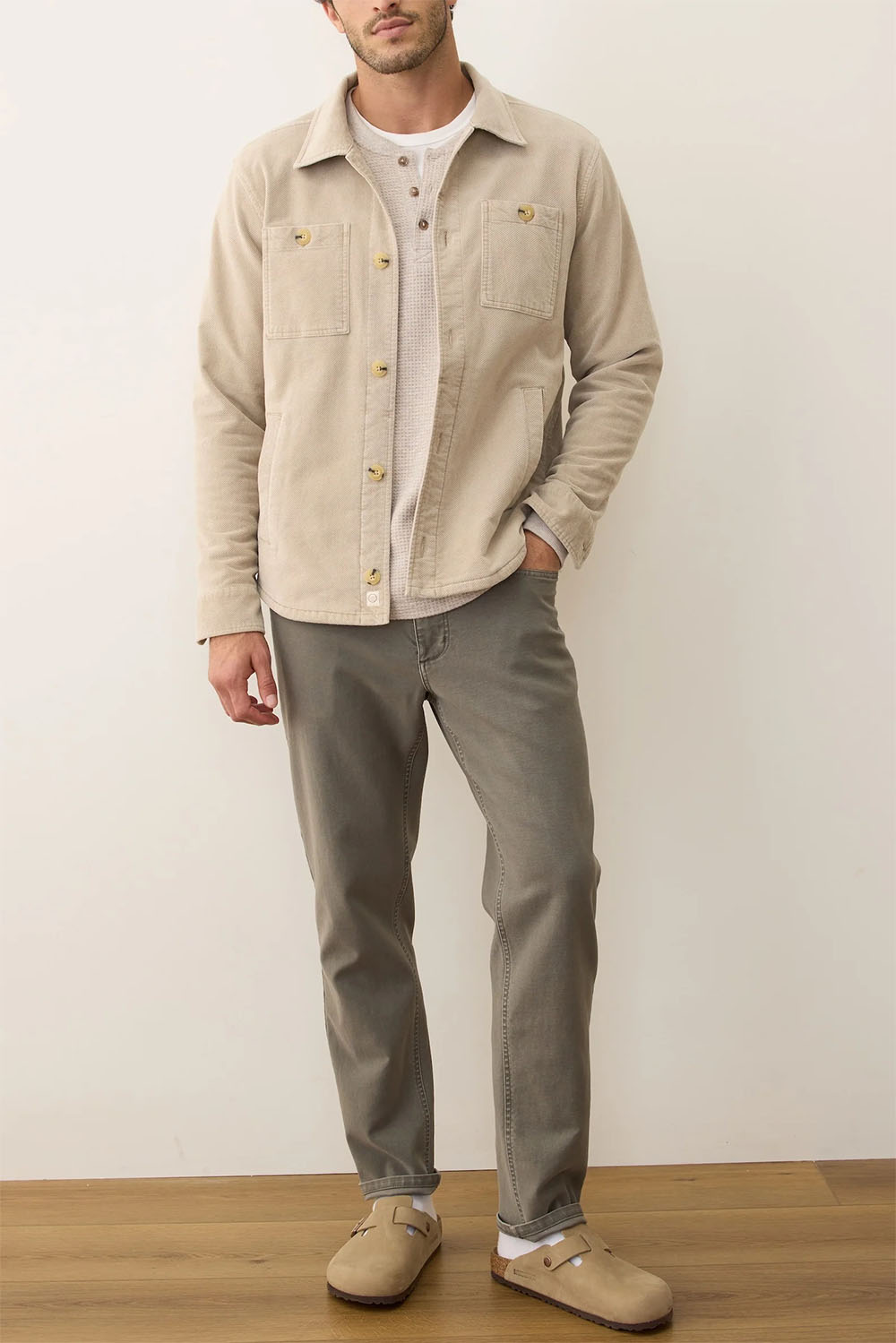 marine layer max moleskin overshirt taupe