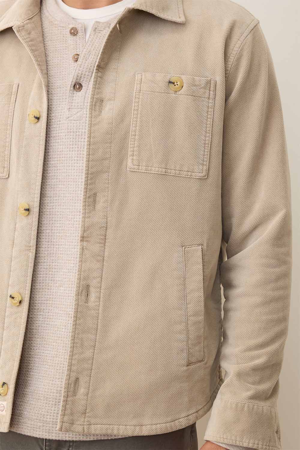 marine layer max moleskin overshirt taupe detail