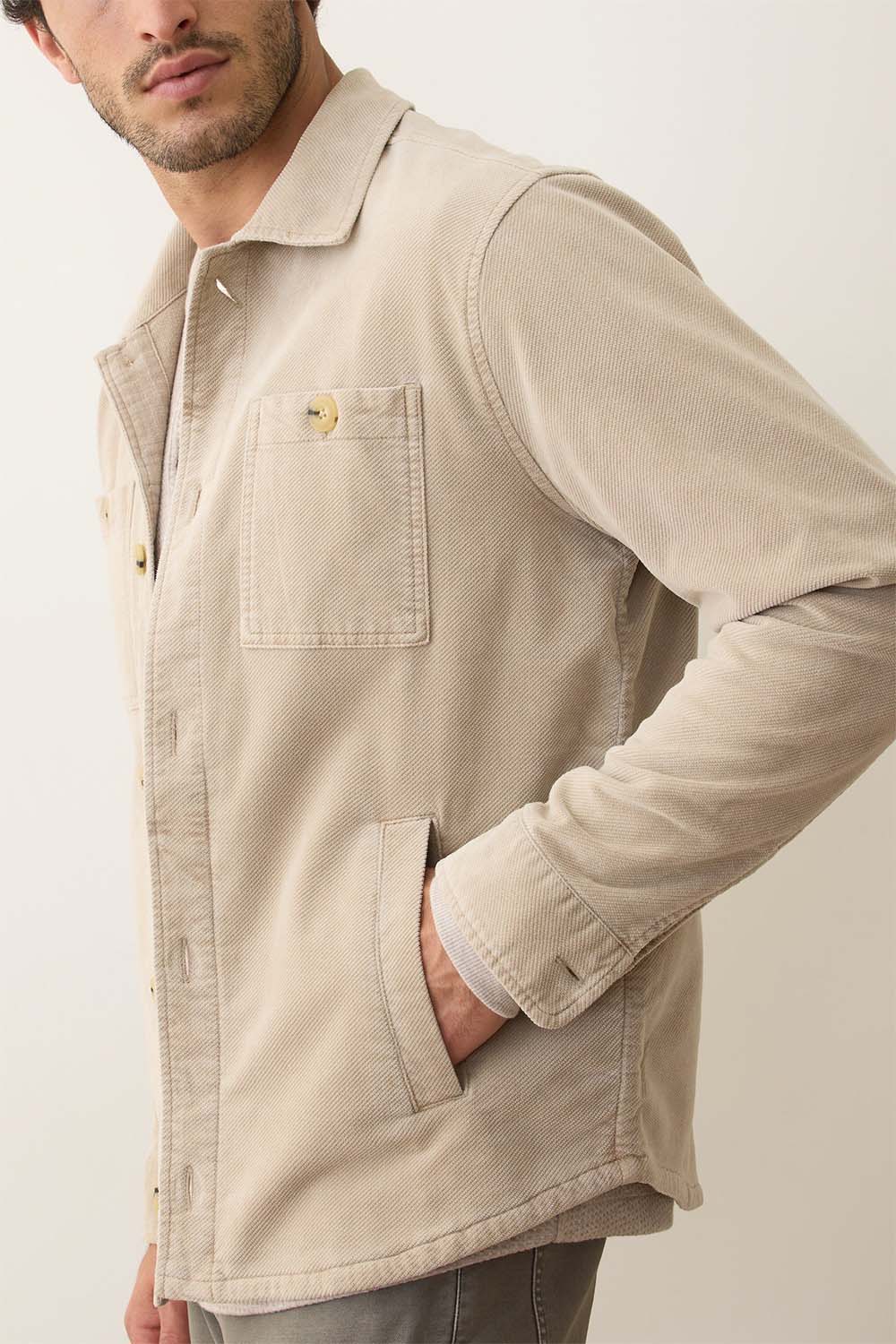 marine layer max moleskin overshirt taupe side