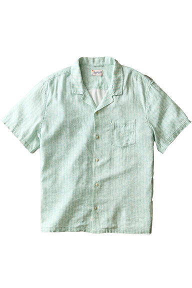 marine layer pablo resort shirt aqua sardine print flatlay