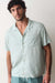 marine layer pablo resort shirt aqua sardine print model