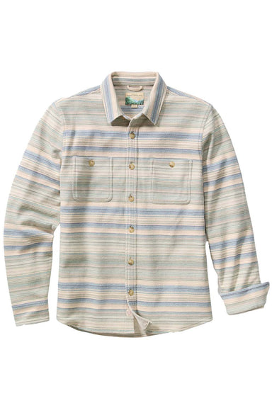 marine layer pacifica overshirt blue green baja stripe flatlay