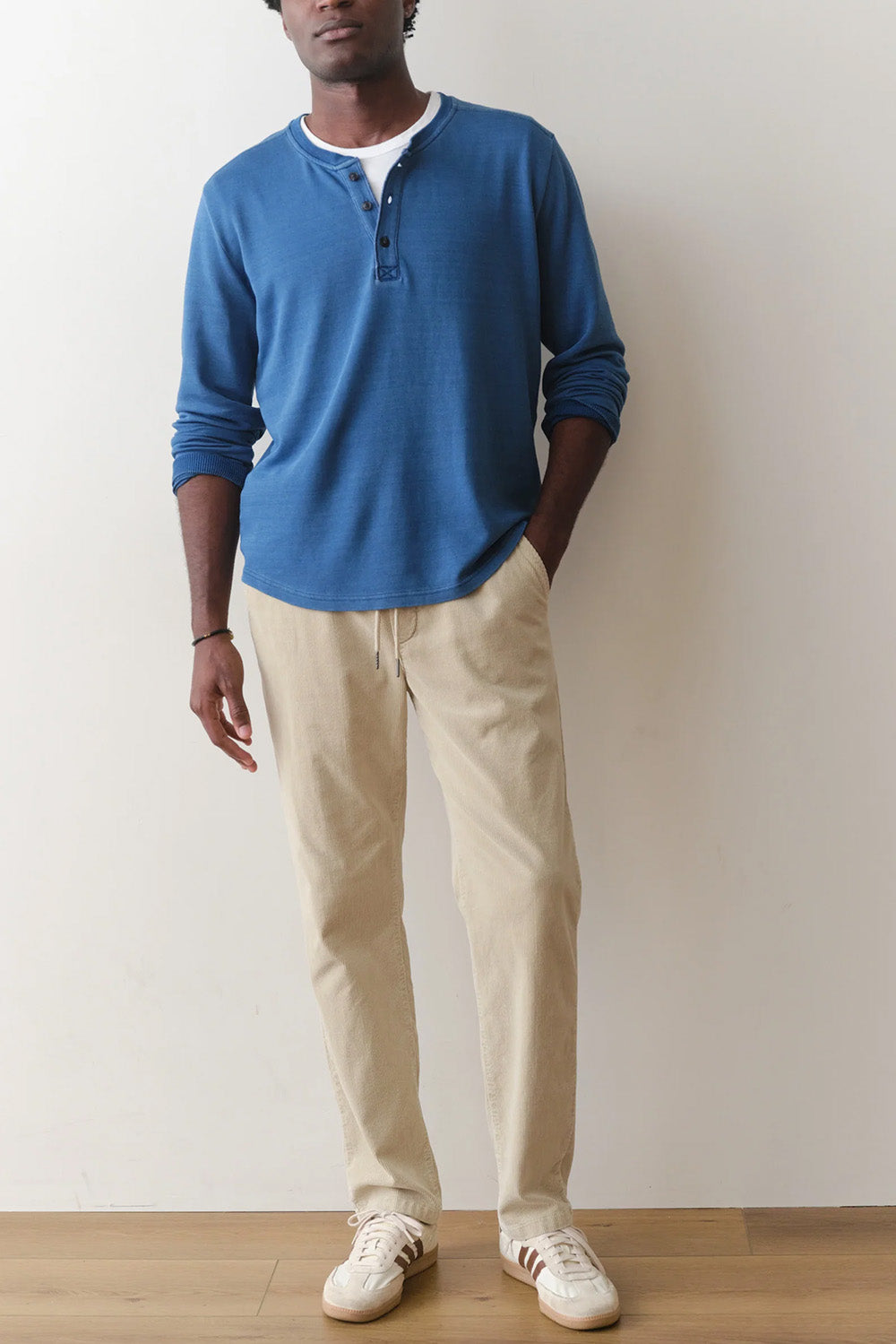 marine layer pacifica stretch henley dark indigo