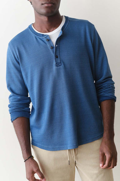 marine layer pacifica stretch henley dark indigo front