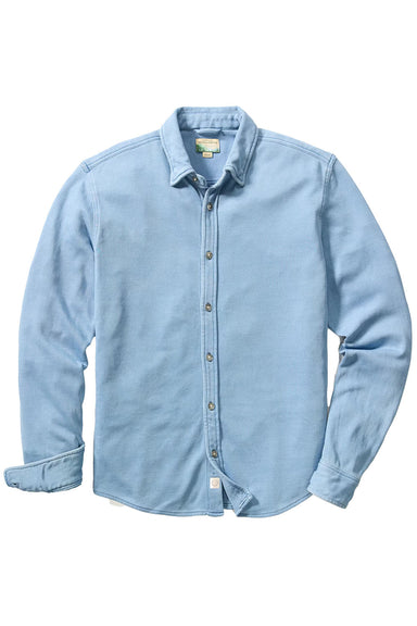 marine layer pacifica stretch shirt indigo flatlay