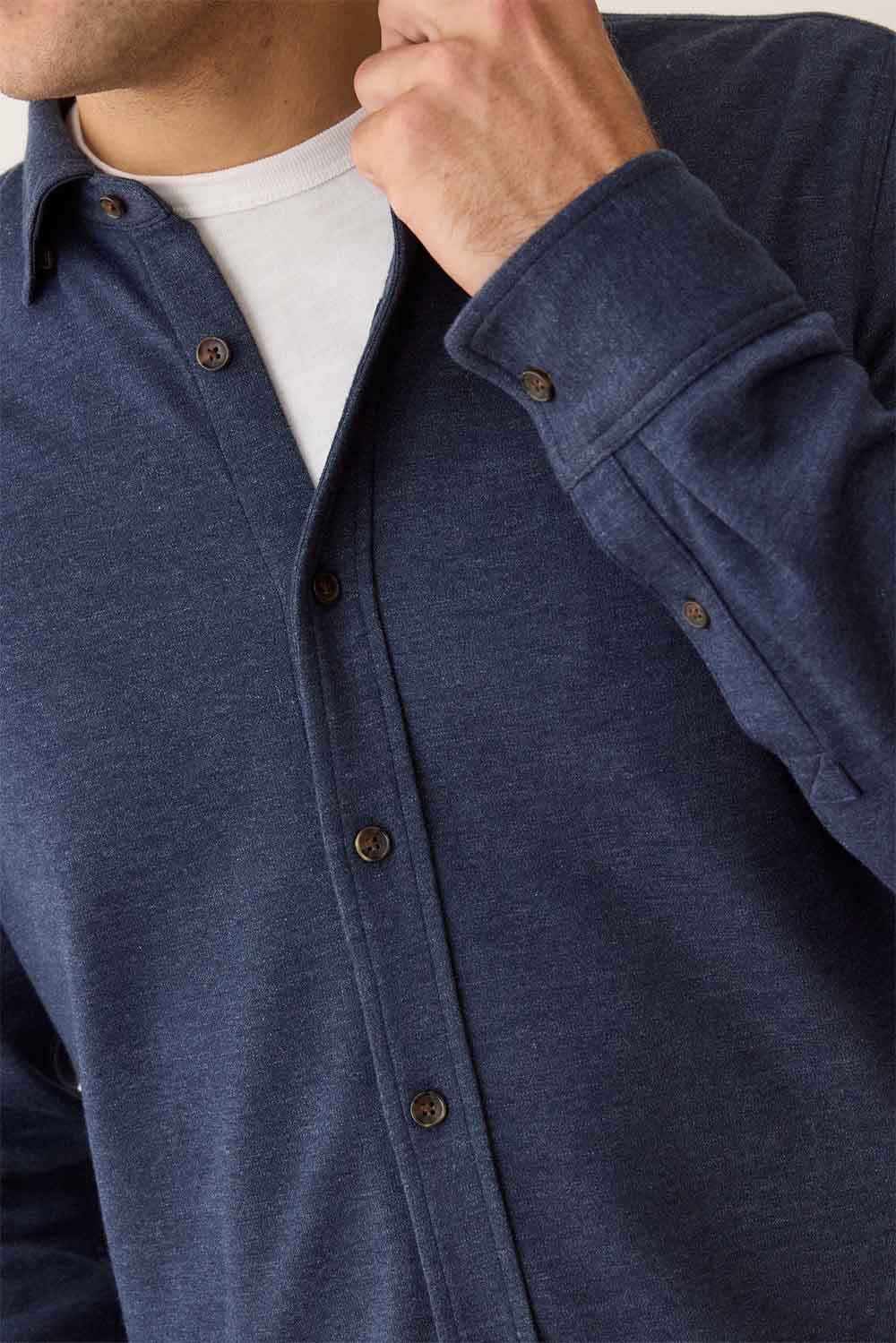 marine layer pacifica stretch shirt navy detail