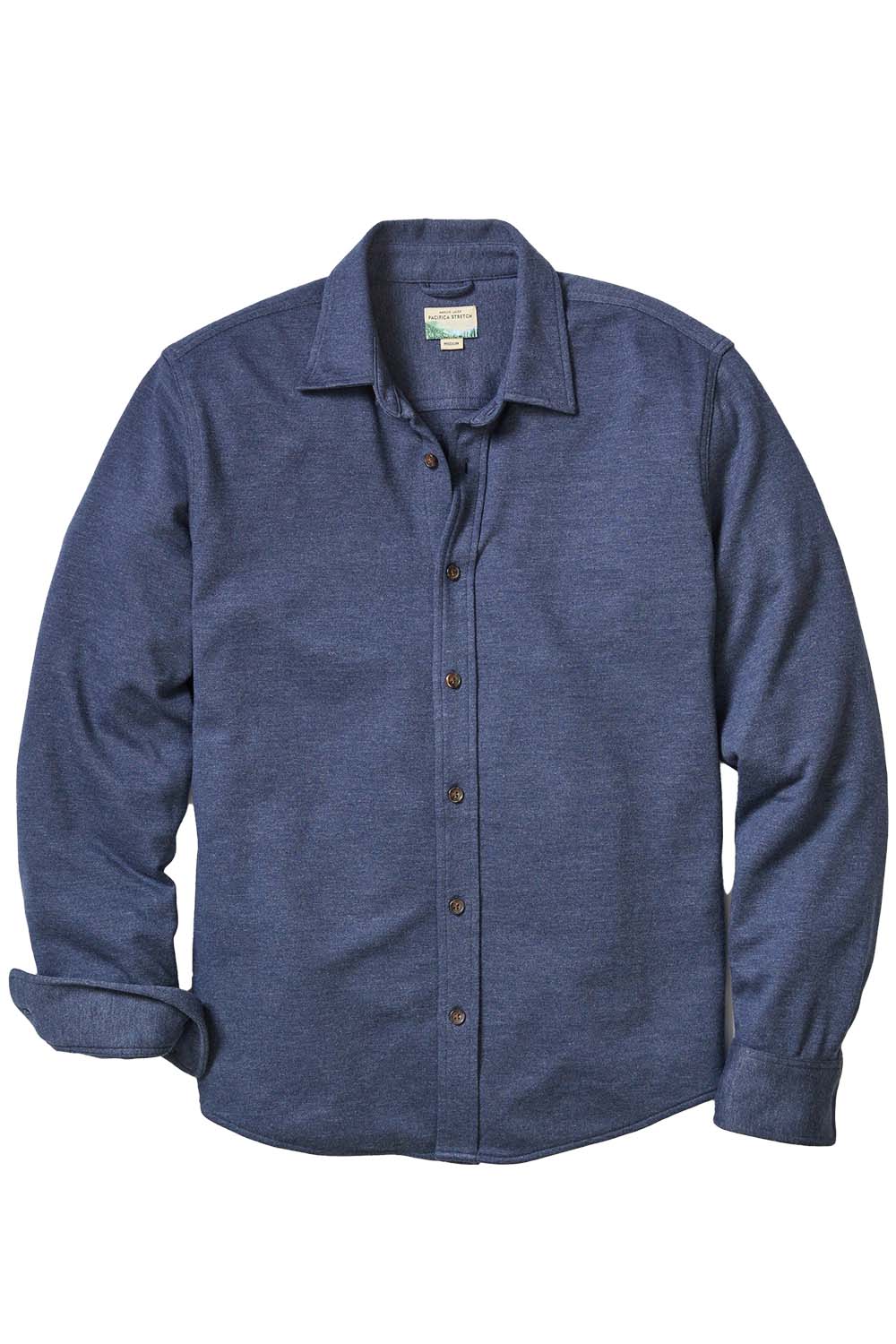 marine layer pacifica stretch shirt navy flatlay