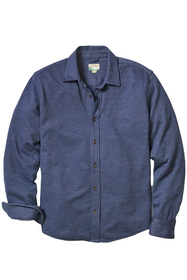 marine layer pacifica stretch shirt navy flatlay