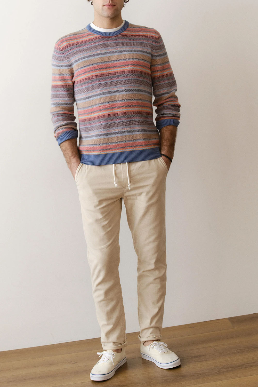 marine layer reed jacquard sweater multi baja stripe