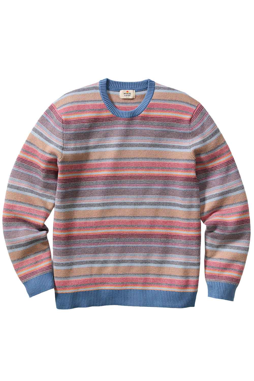 marine layer reed jacquard sweater multi baja stripe flatlay