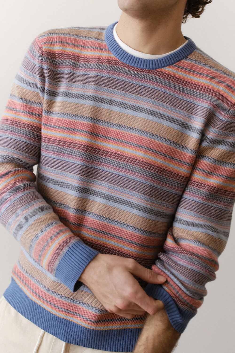 marine layer reed jacquard sweater multi baja stripe profile