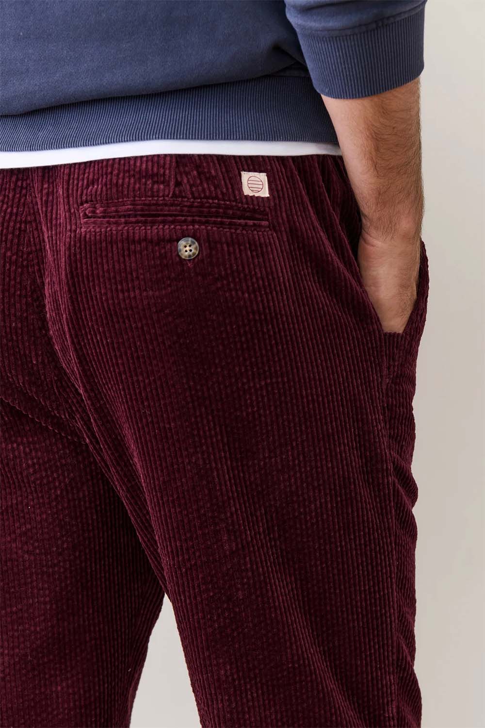 marine layer saturday cord pant dark burgundy back detail
