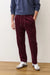 marine layer saturday cord pant dark burgundy front