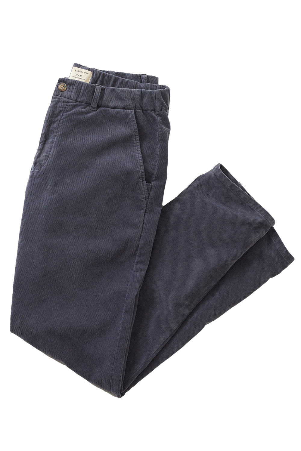 marine layer saturday moleskin chino mood indigo flatlay